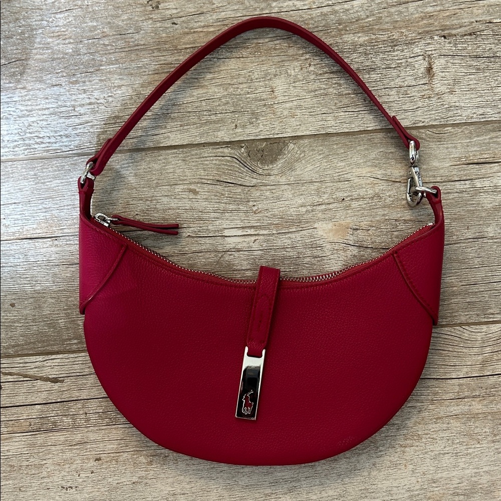 Polo ID calfskin mini shoulder bag raspberry pink/red NWOT Ralph Lauren /dustbag